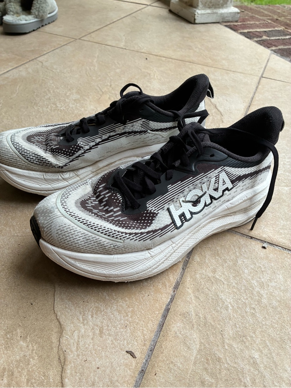 Hoka White and Black Athletic Running Shoes
